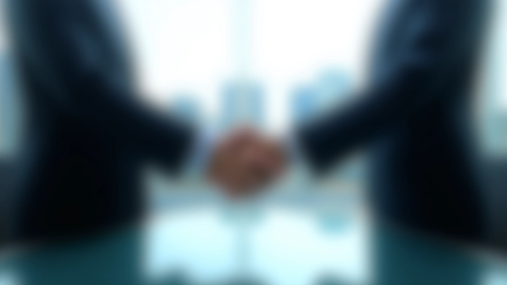Dois profissionais em discussão formal, em ambiente corporativo moderno com mesa de vidro e vista para a cidade